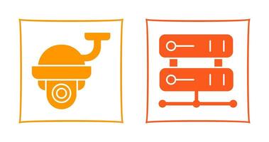 Security Camera and Server Icon vector