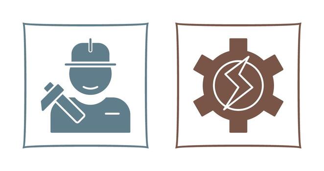 Worker and Setting Icon vector