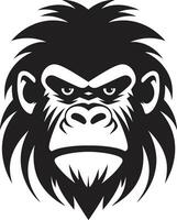 Flat Design Monkey Badge Majestic Baboon Emblem vector