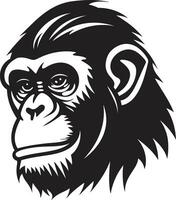 Elegance in Natures Majesty Black Vector Ape Strength and Grace A Chimpanzee Symbol in Black