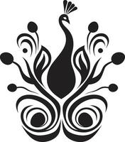 Sapphire Majesty Vector Logo Icon Feline Symphony Black Peacock Design