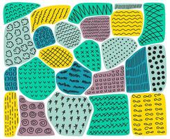 Creative doodle art header with different shapes and textures. Collage. Vector