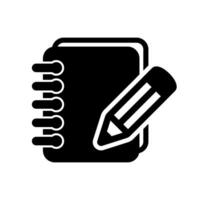 Notebook and pencil icon. Icon of notes. Notepad vector sign.