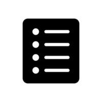 List icon, Site menu symbol, Checklist icon solid style, glyph flat icon. Vector design element.