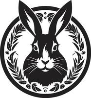 Graceful Rabbit Silhouette Icon Intricate Black Bunny Crest vector