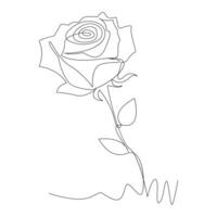 Continuous one line rose flower  outline vector art drawing