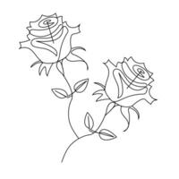 continuo uno línea Rosa flor contorno vector Arte dibujo