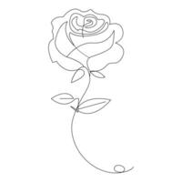 Continuous one line rose flower  outline vector art drawing