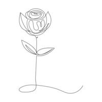 Continuous one line rose flower  outline vector art drawing