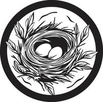 elevado elegancia negro vector nido diseño negro pájaro nido icono un refugio de sencillez