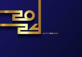 golden 2024 Happy New Year card with premium foil gradient texture lines, dark background. Festive luxury design for holiday card, invitation, calendar poster. 2024 New Year gold text on blue vector