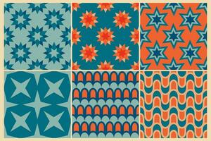 60s retro seamless patterns. Vintage geometrical seamless backgrounds 50s and 60s photo