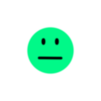 Y2K blurred green emoji with displeased face png