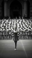 Dancer, ballerina among the dance troupe photo