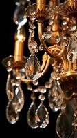 The intricate details of the crystal chandelier photo