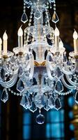 Large crystal chandelier for the entire frame photo