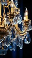 The intricate details of the crystal chandelier photo