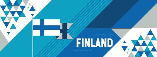 Flag of Finland national or Independence day design for country celebration. Modern retro design with abstract geometric icons. Vector illustration.