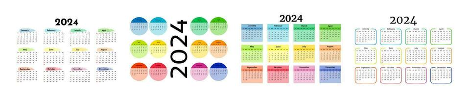 Calendar for 2024 isolated on a white background vector