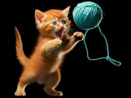 mischievous kitten playfully swatting at a dangling toy AI Generative photo