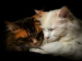 pair of cats cuddled up together sharing a warm embrace AI Generative photo