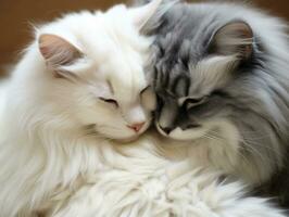 pair of cats cuddled up together sharing a warm embrace AI Generative photo