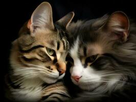 pair of cats cuddled up together sharing a warm embrace AI Generative photo