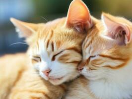 pair of cats cuddled up together sharing a warm embrace AI Generative photo