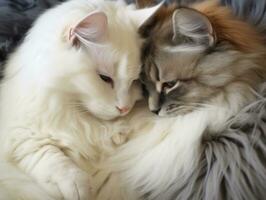 pair of cats cuddled up together sharing a warm embrace AI Generative photo