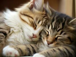 pair of cats cuddled up together sharing a warm embrace AI Generative photo