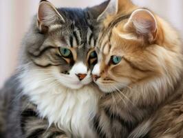 pair of cats cuddled up together sharing a warm embrace AI Generative photo