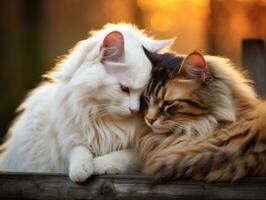 pair of cats cuddled up together sharing a warm embrace AI Generative photo