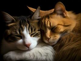 pair of cats cuddled up together sharing a warm embrace AI Generative photo