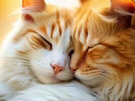 pair of cats cuddled up together sharing a warm embrace AI Generative photo