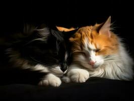 pair of cats cuddled up together sharing a warm embrace AI Generative photo
