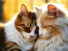 pair of cats cuddled up together sharing a warm embrace AI Generative photo