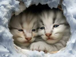 pair of cats cuddled up together sharing a warm embrace AI Generative photo