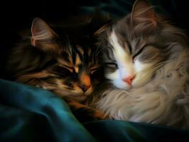 pair of cats cuddled up together sharing a warm embrace AI Generative photo