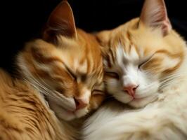 pair of cats cuddled up together sharing a warm embrace AI Generative photo