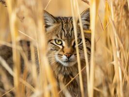 stealthy cat stalking with its eyes fixed on prey AI Generative photo