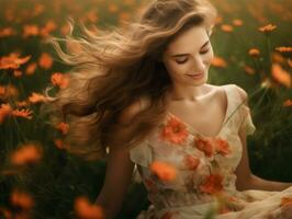 Happy woman celebrating a beautiful life AI Generative photo