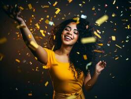 Happy woman celebrating a beautiful life AI Generative photo