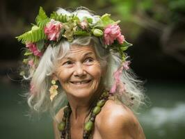 Happy woman celebrating a beautiful life AI Generative photo