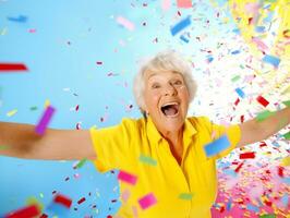 Happy woman celebrating a beautiful life AI Generative photo