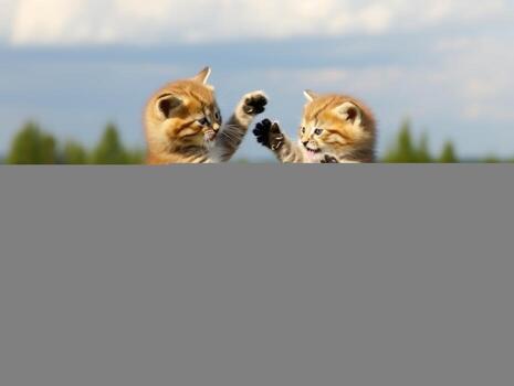 par de juguetón gatitos comprometido en un simpático lucha partido ai generativo foto