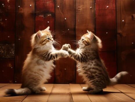 par de juguetón gatitos comprometido en un simpático lucha partido ai generativo foto