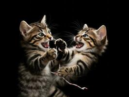 Pair of playful kittens engaged in a friendly wrestling match AI Generative photo