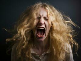 Woman of European appearance who appears to be furious AI Generative photo