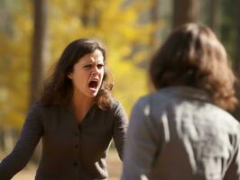 Woman of European appearance who appears to be furious AI Generative photo