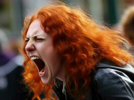 Woman of European appearance who appears to be furious AI Generative photo